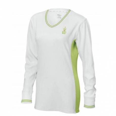 Bluza sport Wilson Hall Of Fame V Neck, femei, alb/verde, L