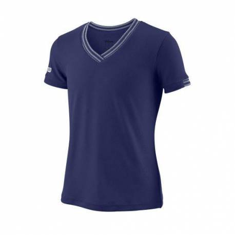 Tricou sport Wilson Team V-Neck, fete, albastru, XS