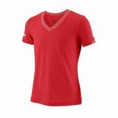 Tricou sport Wilson Team V-Neck, fete, rosu, XS