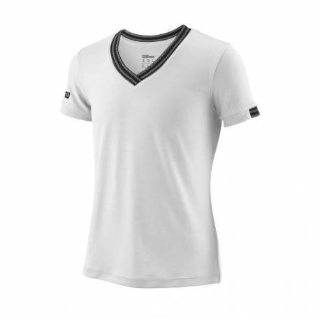 Tricou sport Wilson Team V-Neck, fete, alb, XS