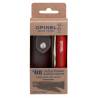 Set cutit & teaca OPINEL Nr 08, inox, maner din lemn de fag, rosu