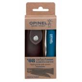 Set cutit & teaca OPINEL Nr 08 Trekking, inox, maner din lemn de fag, albastru