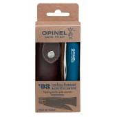 Set cutit & teaca OPINEL Nr 08 Trekking, inox, maner din lemn de fag, albastru