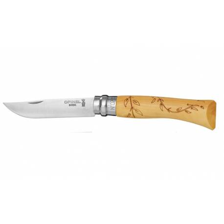 Cutit OPINEL Nr 07 Nature, inox, maner gravat frunze