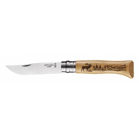 Cutit OPINEL Nr 08 Animalia, inox, maner gravat cerbi