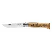 Cutit OPINEL Nr 08 Animalia, inox, maner gravat caine