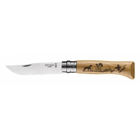 Cutit OPINEL Nr 08 Animalia, inox, maner gravat caine