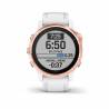 Ceas Garmin Fenix 6S Pro Rose Gold, bratara alba, 42mm