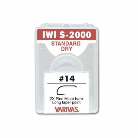 Carlige fly Varivas IWIS-2000 2X Fine, Nr.14, micro barb, Negru