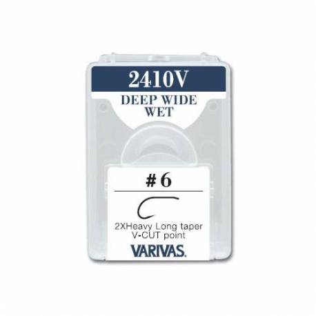 Carlige musca Varivas Fly 2410V 2X Fine Deep Wide Wet, micro barb, bronz, Nr.6, 25 buc/plic 