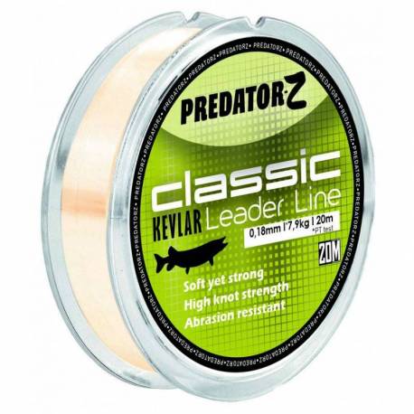 Fir inaintas monofilament Predator-Z Classic Kevlar Leader, 20m, 0.30mm, 22.0kg, transparent