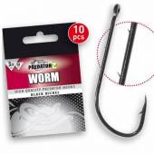 Carlige Carp Zoom Predator-Z Worm, Negru, Nr.2/0, 10 buc/plic