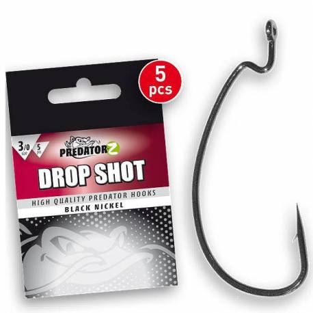 Carlige Carp Zoom Predator-Z Drop Shot, Black Nickel, Nr. 1/0, 5 buc/plic