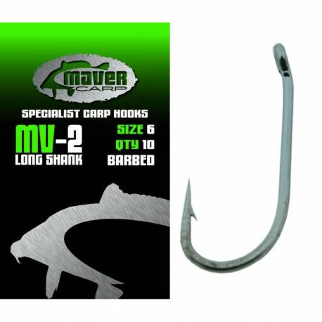 Carlige crap Maver MV2 Long Shank, Nichel, Nr.2, 10 buc/plic