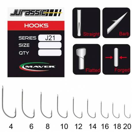 Carlige stationar Maver Jurassic J21, Nickel, Nr.20, 15 buc/plic