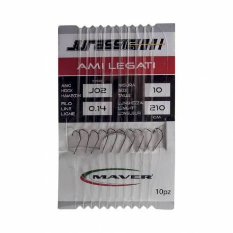 Carlige legate Maver Jurassic J02, Nr.4, 0.22mm, 210cm, 10buc/plic