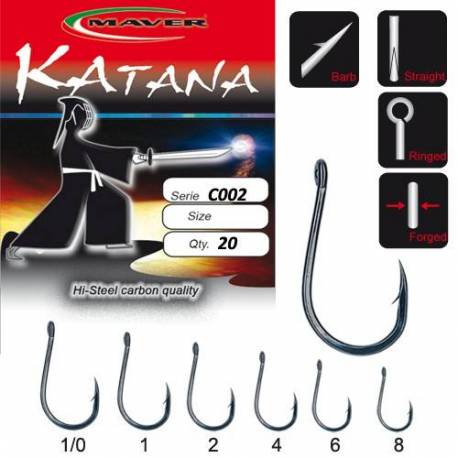 Carlige crap Maver Katana C002, Negru, NR 1, 10 buc./plic