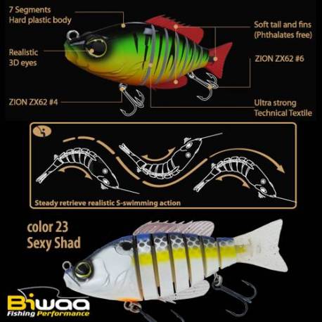 Vobler SWIMBAIT BIWAA SEVEN SECTION S6, 15cm, 60g, 23 Sexy Shad