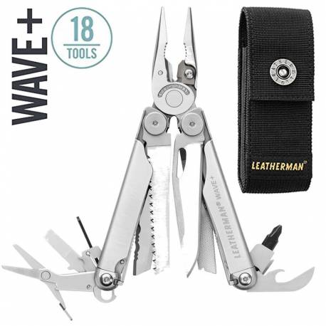 Unealta multifunctionala Leatherman WAVE Plus Silver, teaca nylon black, 18 functii