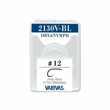 Carlige musca Varivas Fly 2130V-BL Dry＆Nymph Fine Barbless, Bronz, Nr.8, 25 buc/plic