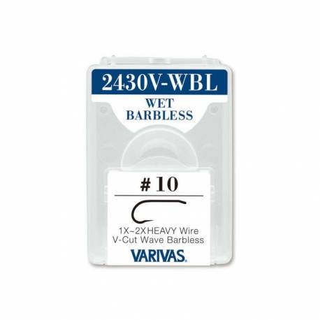 Carlige musca Varivas Fly 2430V-WBL Wet V-Cut 1x-2x Heavy, Bronz, Barbless, Nr. 6, 20 buc/cutie