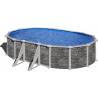 Kit piscina ovala decorata imitatie piatra 610x375x120cm, structura si pereti metalici GRE