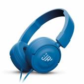 Casti audio JBL T450, On-ear, headphone, 1-button remote and mic, Blue