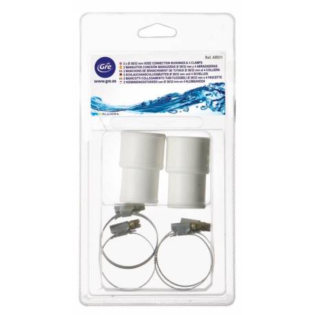 Set 2 conectori GRE AR511 pentru furtunuri cu diametre 38 / 32 mm + 4 cleme cu filet