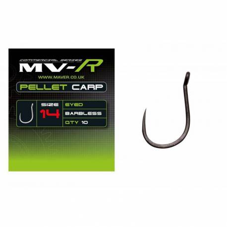 Carlige Maver MV-R Pellet Carp cu ochet, fara barbeta, Negru, Nr.14, 10 buc/plic