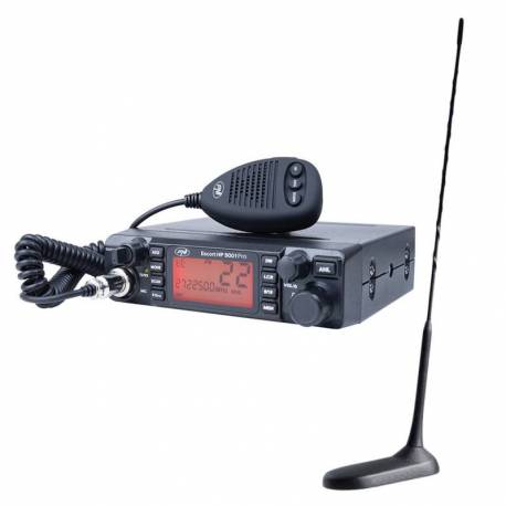 Kit statie radio CB PNI ESCORT HP 9001 PRO ASQ 12/24 + Antena CB PNI Extra 45 cu magnet