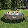 Set piscina rotunda Summer Waves Activ Frame Dark Double Rattan cu cadru metalic, 3.05 m x 76 cm