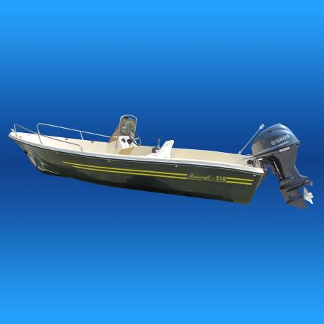 Barca fibra Romcraft 510 echipata pentru comanda la eche, 5.15m, 6 persoane