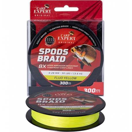 Fir textil Carp Expert Spods Braid, Galben Fluo, 0.28mm, 30lbs/13.6kg, 300m