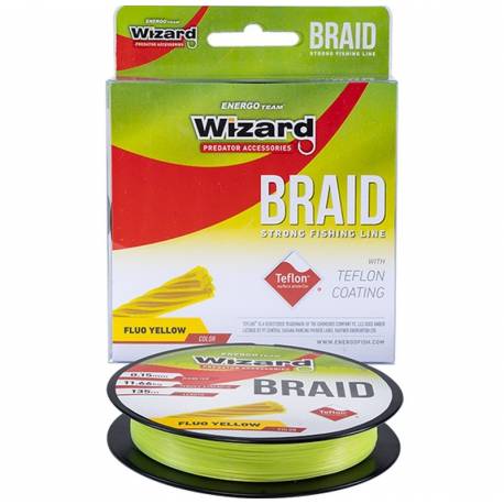 Fir textil EnergoTeam Wizard Braid, Galben Fluo, 135m, 0.08mm, 7.75kg