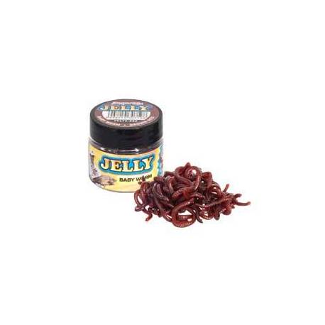 Momeli artificiale BENZAR MIX Jelly Baits Baby Worm Maro Rosu, 20buc/borcan