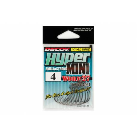 Carlige offset DECOY WORM 27 KG HYPER MINI, NR.2, NS Black, 9 buc./plic