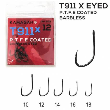 Carlige KAMASAN T911X PTFE X-CARLIGE Barbless, Nr.10, 10 buc./plic