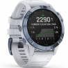 Ceas fitness Garmin Fenix 6 Pro Solar mineral blue titanium, whitestone band, 47mm