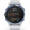 Ceas fitness Garmin Fenix 6 Pro Solar mineral blue titanium, whitestone band, 47mm