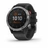 Ceas Garmin fēnix 6 Solar silver, black band, 47mm