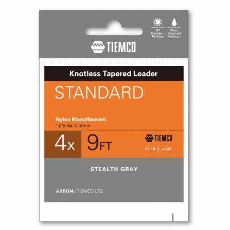Fir inaintas fly monofilament TIEMCO Standard Tapered Leader, 9ft, 4X, Stealth Grey
