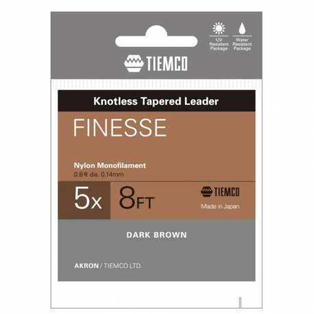 Fir inaintas fly monofilament TIEMCO Finesse Leader, 8ft, 4X, Dark Brown