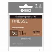 Fir inaintas fly monofilament TIEMCO Finesse Leader, 11ft, 4X, Dark Brown