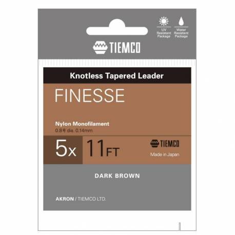 Fir inaintas fly monofilament TIEMCO Finesse Leader, 11ft, 4X, Dark Brown