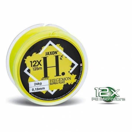 Fir textil Jaxon Hegemon Supra 12X Fluo Yellow, 125m, 0.08mm, 6kg
