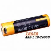 Acumulator cu Micro-USB Fenix 18650 ARB-L 18-2600U, Li-Ion 3.6V 2600mAh