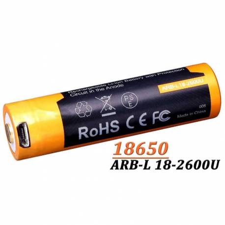 Acumulator cu Micro-USB Fenix 18650 ARB-L 18-2600U, Li-Ion 3.6V 2600mAh