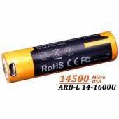 Acumulator Fenix 14500 ARB-L 14-1600U cu Micro-USB, Li-Ion 1.5V 1600mAh