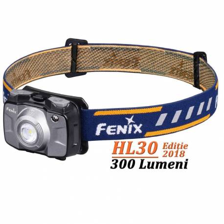 Lanterna frontala Fenix HL30 Gri, 300 Lumeni, 50 metri, editie 2018