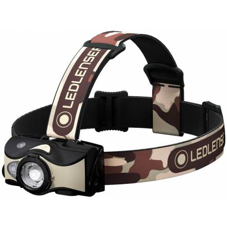 LANTERNA CAP LED LENSER MH8 BLACK-SAND 600LM+ACUM+USB